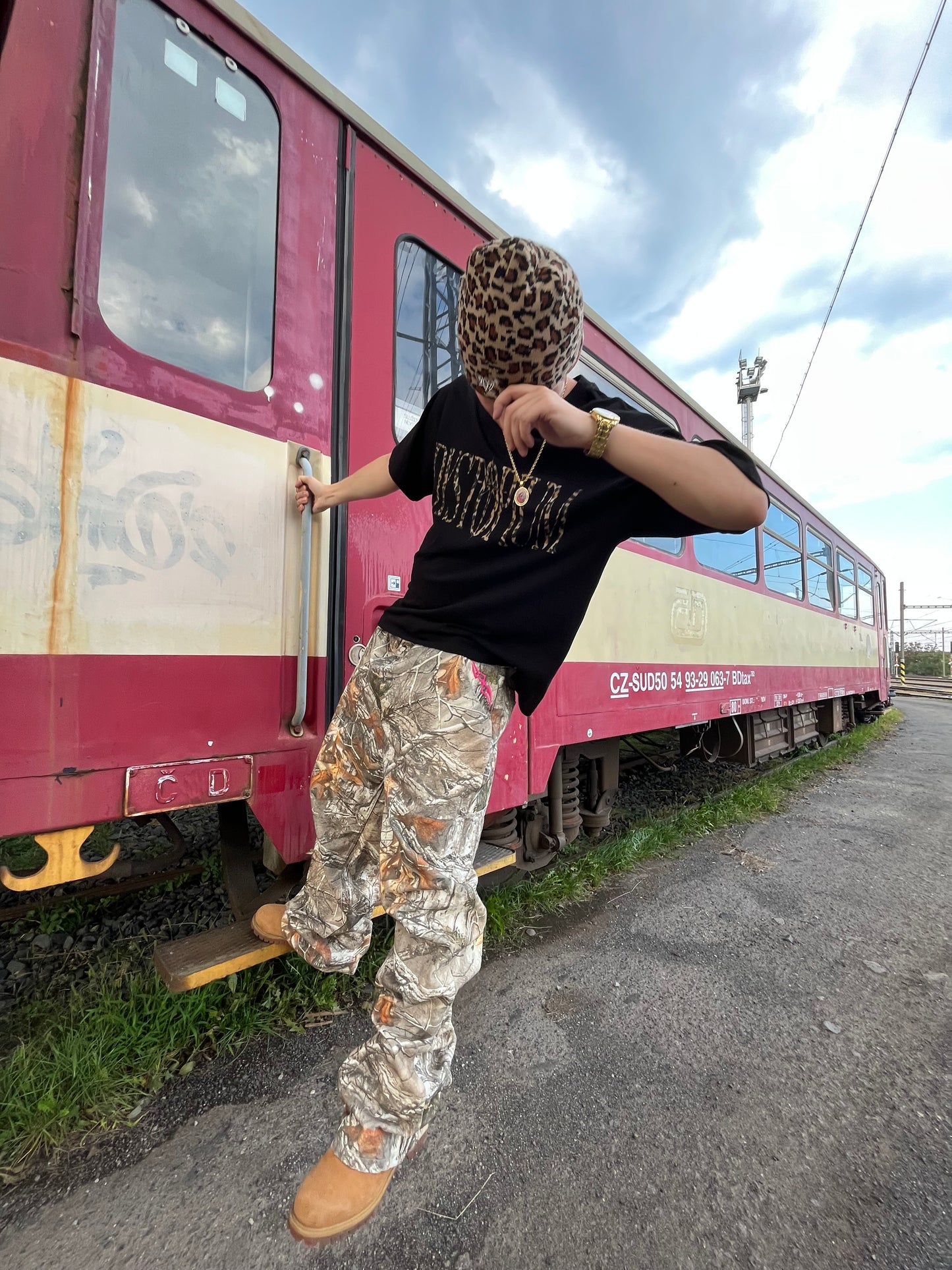 CAMO PANTS + LEOPARD TEE